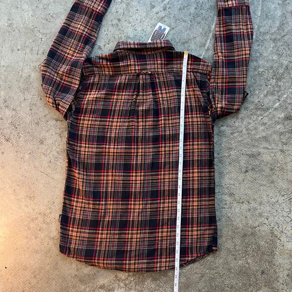 Eddie Bauer Men's Small Flannel Shirt Plaid Long Sleeve Cotton Black Red NWT New - Picture 6 of 7